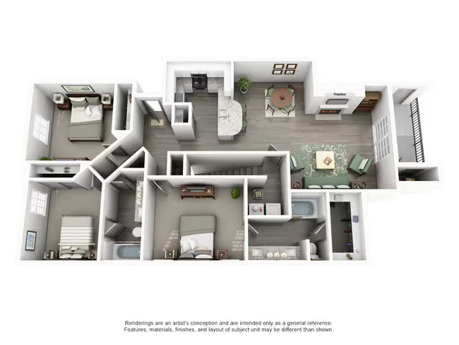 Three Bedroom / Two Bath 2221 floor plan